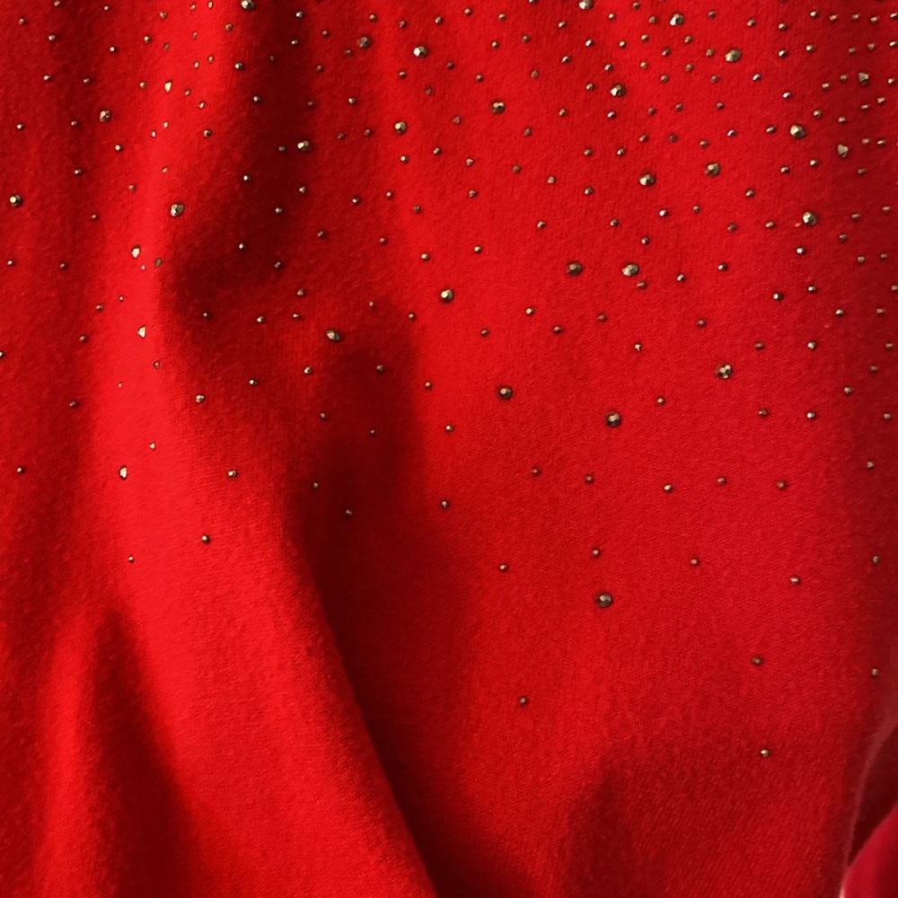 Red Sweater with Rhinestone Detailing - Picture 3 of 7
